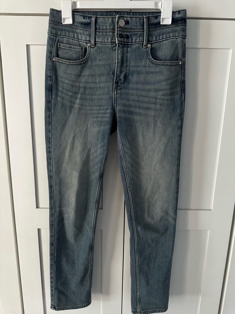 White House Black Market Medium Blue Denim Jean Waistband Detail